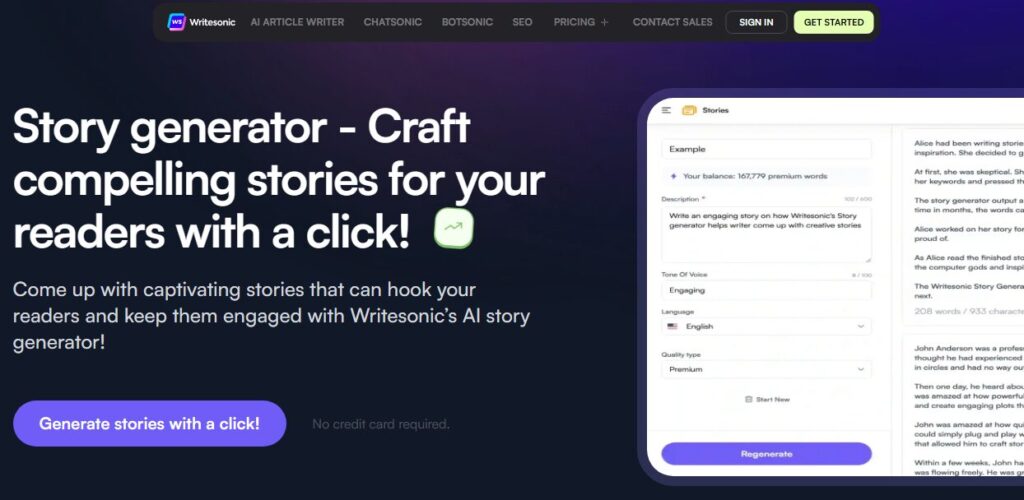 Writesonic is a perfect AI story generator Writesonic is a perfect AI story generator
