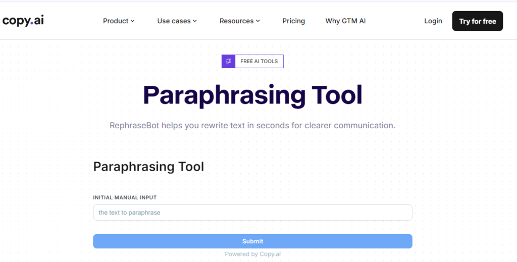 Copy.aI paraphrasing tool